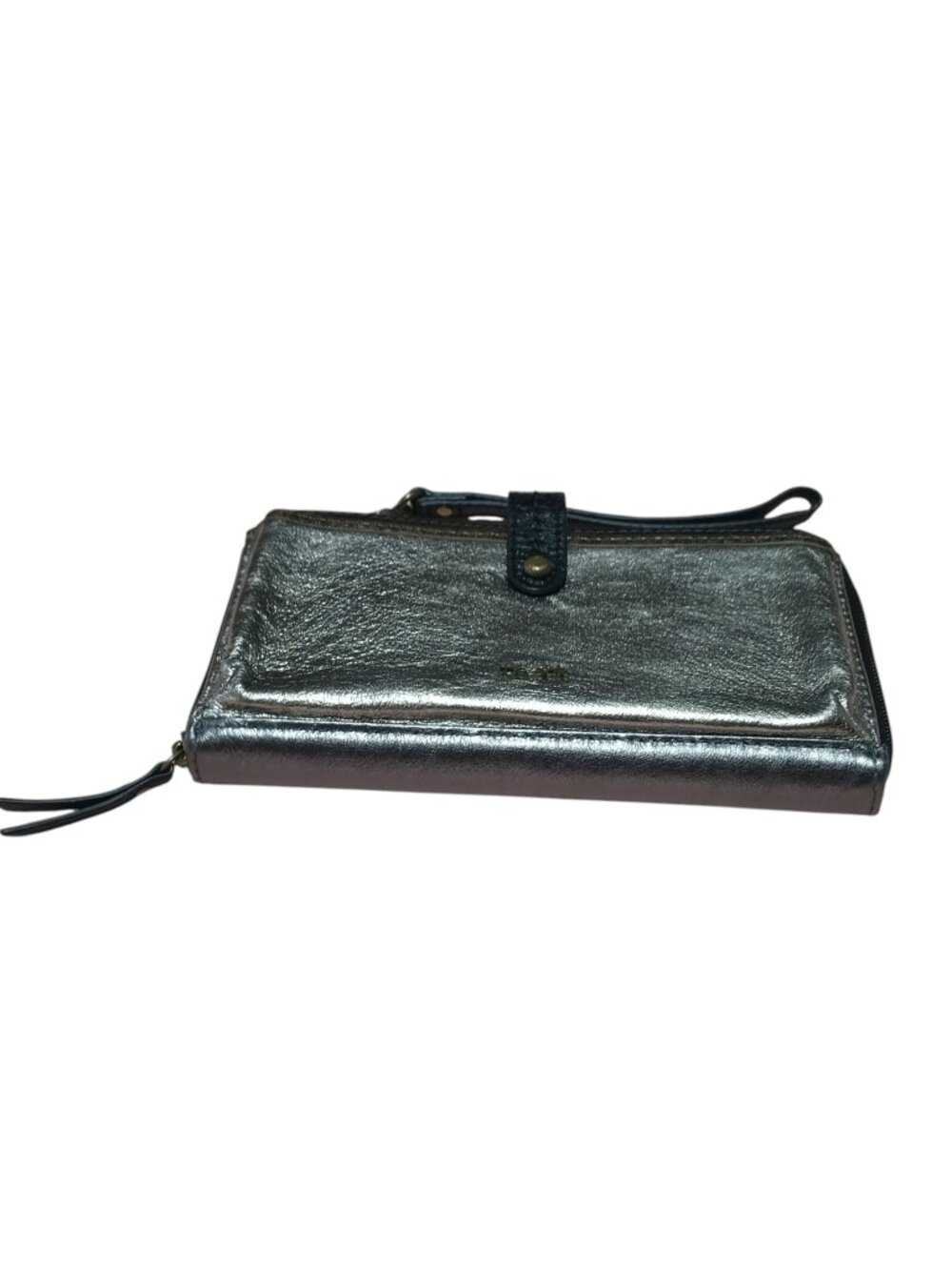 The Sak Wristlet Wallet Zip Around Organizer Logo Black/Gold Clutch